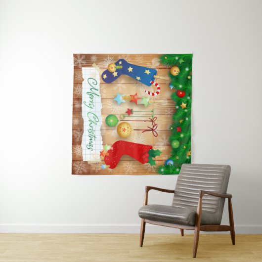 Vrolijk kerstfeest wandkleed (In Situ (horizontaal))