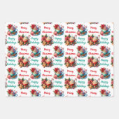 Vrolijk kerstfeest warme cacao en koekjes inpakpapier vel (Voorkant 3)