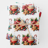 Vrolijk kerstfeest warme cacao en koekjes inpakpapier vel (In situ)