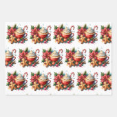 Vrolijk kerstfeest warme cacao en koekjes inpakpapier vel (Voorkant)