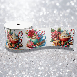 Vrolijk kerstfeest warme cacao en koekjes satijnen lint