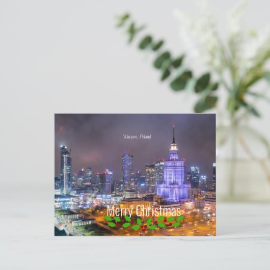 Vrolijk kerstfeest - Warschau, Polen Briefkaart (Staand voorkant)