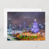 Vrolijk kerstfeest - Warschau, Polen Briefkaart (Voorkant / Achterkant)