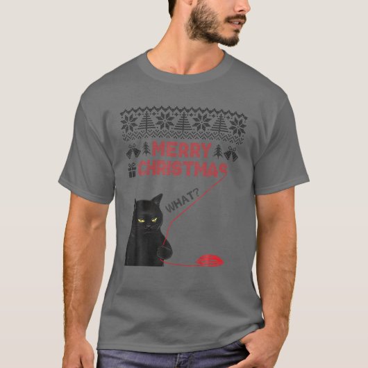 Vrolijk kerstfeest wat? Black Cat Stole kerst Ug T-shirt (Voorkant)