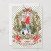 Vrolijk Kerstfeest Waterverf Bloemenboog Familie F Feestdagenkaart (Voorkant)