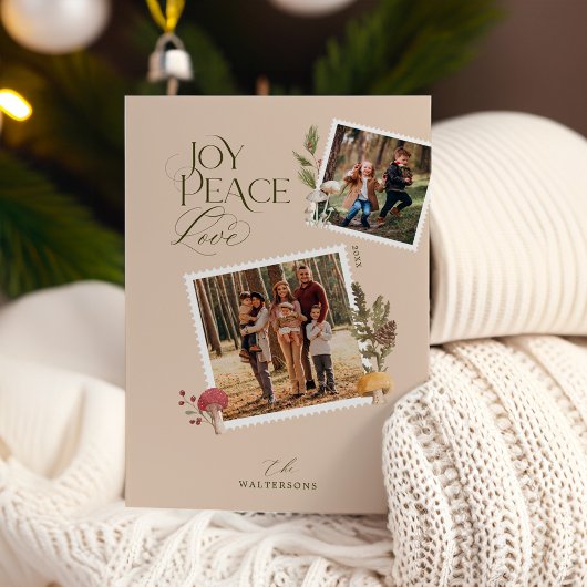 Vrolijk kerstfeest Waterverf bosrijke paddenstoele Feestdagenkaart