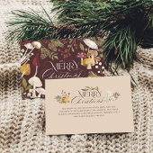 Vrolijk kerstfeest Waterverf bosrijke paddenstoele Feestdagenkaart