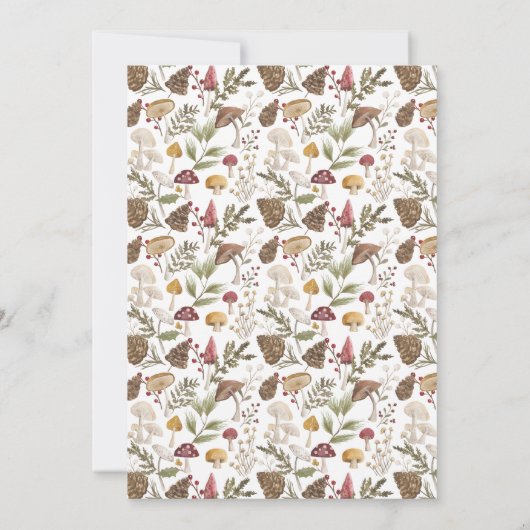Vrolijk kerstfeest Waterverf bosrijke paddenstoele Feestdagenkaart (Achterkant)