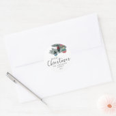 Vrolijk Kerstfeest Waterverf Botanical Ronde Sticker (Envelop)
