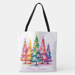Vrolijk kerstfeest Waterverf Canvas tas