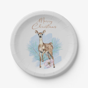 Vrolijk kerstfeest Waterverf Deer Paper Bord