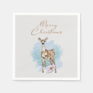 Vrolijk kerstfeest Waterverf Deer Paper Napkin Servet