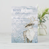 Vrolijk kerstfeest Waterverf Deer Snow Scene Name Feestdagenkaart (Staand voorkant)