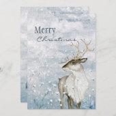 Vrolijk kerstfeest Waterverf Deer Snow Scene Name Feestdagenkaart (Voorkant / Achterkant)