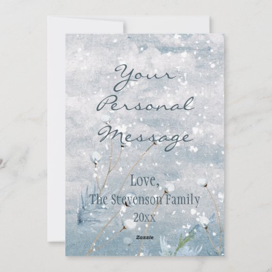 Vrolijk kerstfeest Waterverf Deer Snow Scene Name Feestdagenkaart (Achterkant)