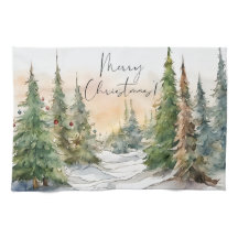 Vrolijk kerstfeest Waterverf dennenbomen