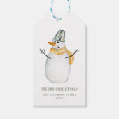 Vrolijk kerstfeest. Waterverf een schattige sneeuw Cadeaulabel (Voorkant)