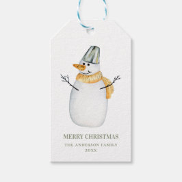 Vrolijk kerstfeest. Waterverf een schattige sneeuw Cadeaulabel