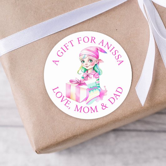 vrolijk kerstfeest |  Waterverf Elf Ronde Sticker