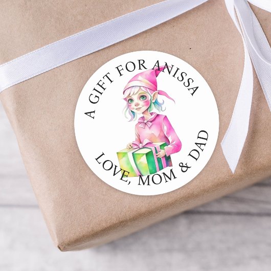 vrolijk kerstfeest |  Waterverf Elf Ronde Sticker