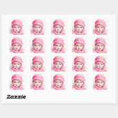 vrolijk kerstfeest |  Waterverf Elf Roze Vierkante Sticker (Vel)