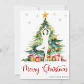 Vrolijk Kerstfeest waterverf en yogameid Feestdagenkaart (Voorkant)