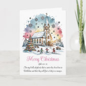 Vrolijk Kerstfeest Waterverf Feestdagen Kaart (Voorkant)