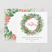 Vrolijk kerstfeest Waterverf Floral Holiday Kaart (Voorkant / Achterkant)