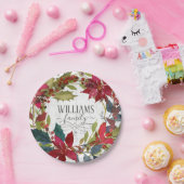 Vrolijk kerstfeest Waterverf Floral naam Papieren Bordje (Feest)