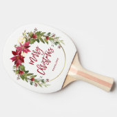 Vrolijk kerstfeest Waterverf Floral Wreator met Go Tafeltennisbatje (Zijkant)