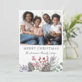 Vrolijk Kerstfeest Waterverf Foliage & Foto Feestdagenkaart (Staand voorkant)