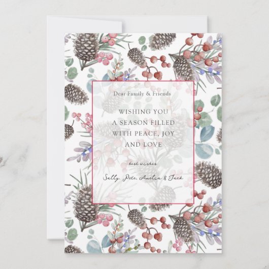 Vrolijk Kerstfeest Waterverf Foliage & Foto Feestdagenkaart (Achterkant)