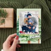 Vrolijk Kerstfeest Waterverf Foto Kerstbomen Feestdagenkaart