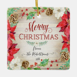 Vrolijk kerstfeest Waterverf foto's Keramisch Ornament