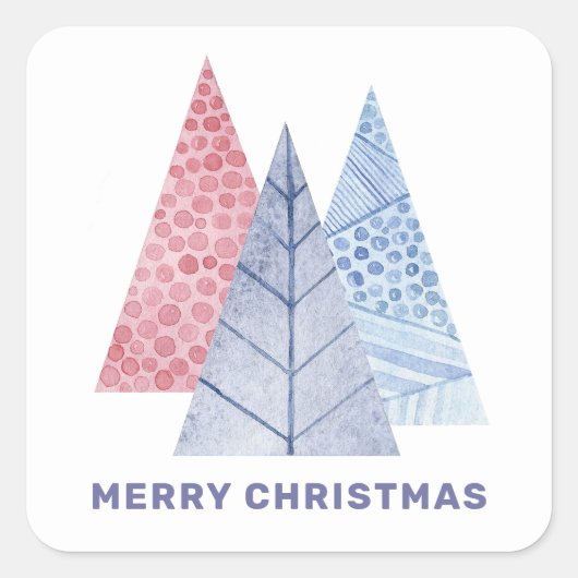 vrolijk kerstfeest. Waterverf geometrische winterb Vierkante Sticker (Voorkant)