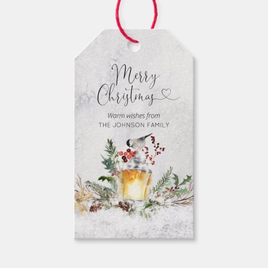 Vrolijk kerstfeest waterverf gepersonaliseerd cadeaulabel (Voorkant)