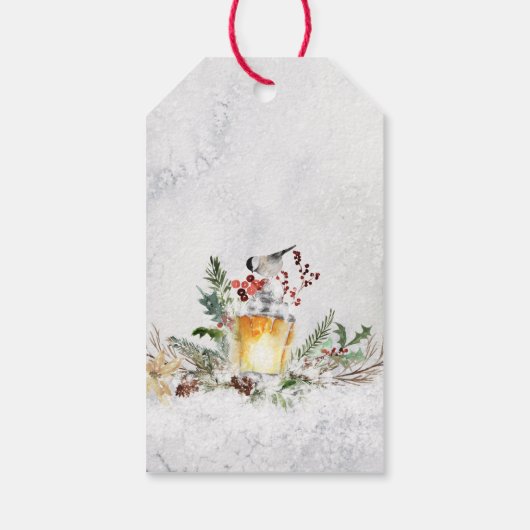 Vrolijk kerstfeest waterverf gepersonaliseerd cadeaulabel (Achterkant)