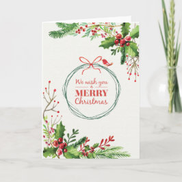 Vrolijk kerstfeest waterverf geschilderd mistletoe feestdagen kaart