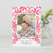 Vrolijk kerstfeest Waterverf Geschilderd Poinsetti Feestdagenkaart (Staand voorkant)