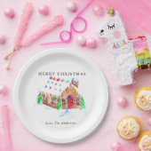 Vrolijk kerstfeest Waterverf Gingerbrood House Cut Papieren Bordje (Feest)