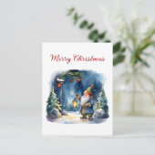 Vrolijk kerstfeest Waterverf Gnome Feestdagenkaart (Staand voorkant)