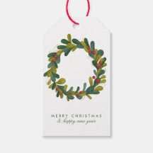 Vrolijk kerstfeest Waterverf Greenery Wreath