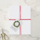 Vrolijk kerstfeest Waterverf Greenery Wreath Cadeaulabel (Met Touw)