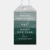 vrolijk kerstfeest. Waterverf groene moderne strep Cadeaulabel (Voorkant)