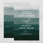 vrolijk kerstfeest. Waterverf groene ombre typogra Feestdagenkaart (Voorkant / Achterkant)