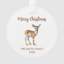Vrolijk Kerstfeest Waterverf Herten Familie Foto