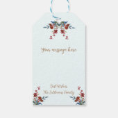 Vrolijk kerstfeest Waterverf Hollies en Berries Cadeaulabel (Achterkant)