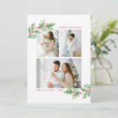 Vrolijk kerstfeest Waterverf Holly 3 (Staand voorkant)