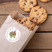 Vrolijk Kerstfeest Waterverf Holly Berries Groen Ronde Sticker