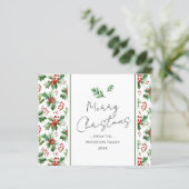 Vrolijk kerstfeest Waterverf Holly Berry (Staand voorkant)